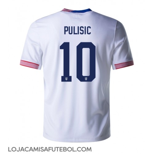 Camisa de Futebol Estados Unidos Christian Pulisic #10 Equipamento Principal Copa America 2024 Manga Curta